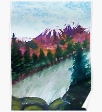 Snow Caps, watercolor Poster
