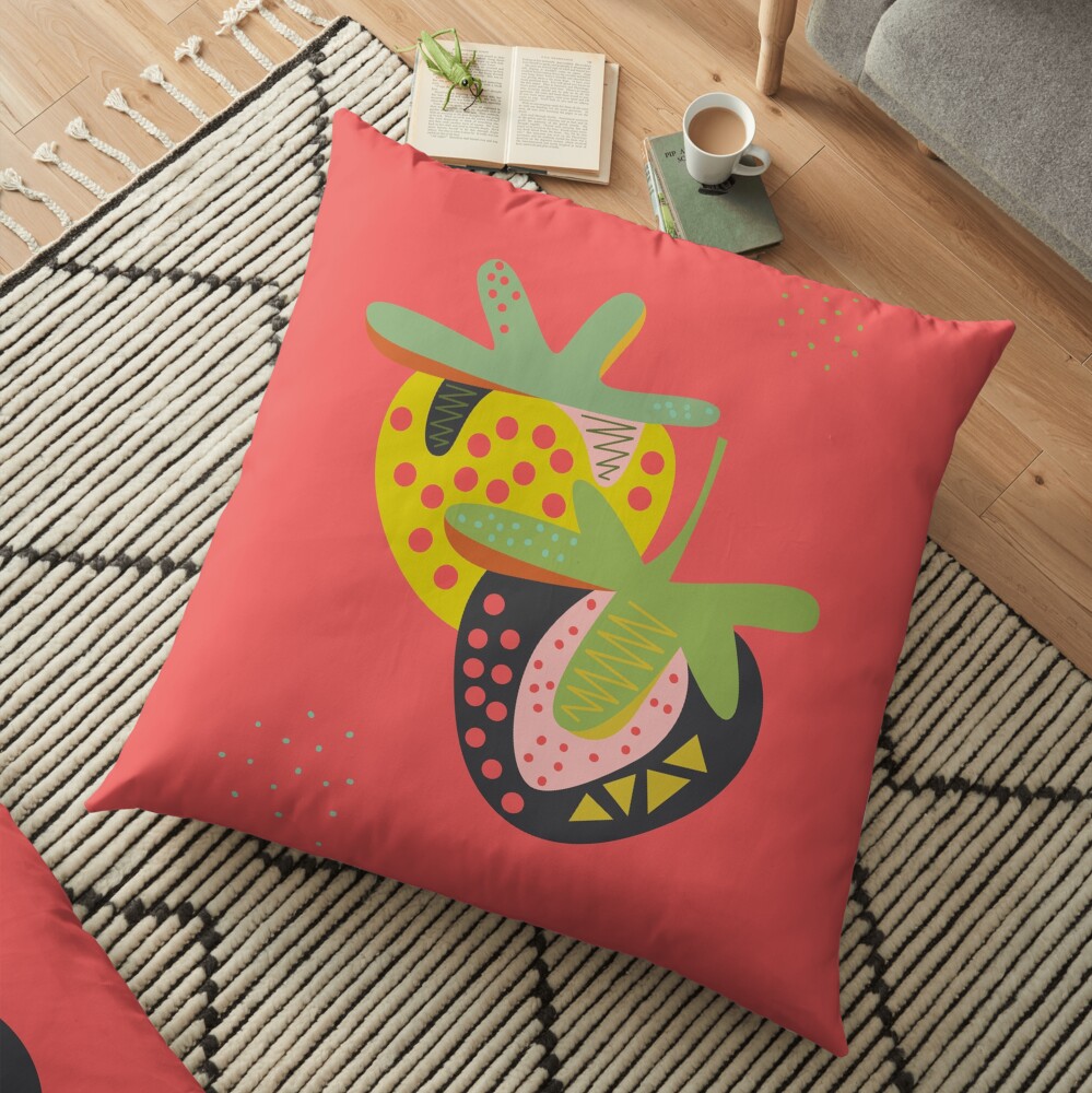 Strawberries Floor Pillow