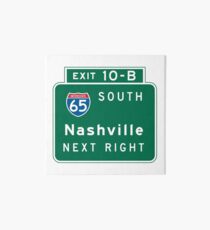 Nashville, TN Road Sign, USA Art Board