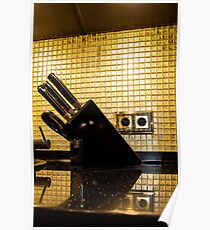set of kitchen knives in the interior Poster