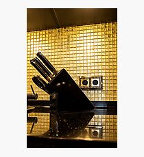 set of kitchen knives in the interior Photographic Print