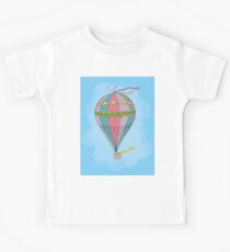 girl in an vintage hot air balloon Kids Tee