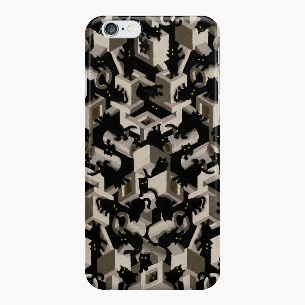 black cat tree optical illusion iPhone Case & Cover