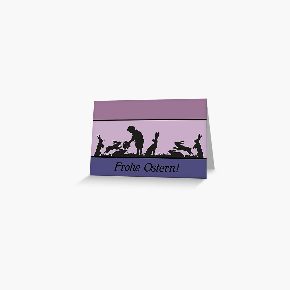 Rabbit bread, silhouette with lots of rabbits and a feeding boy Greeting Card