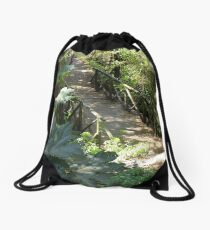 Wood Bridge on a Trail Drawstring Bag