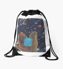 In His Hands Drawstring Bag