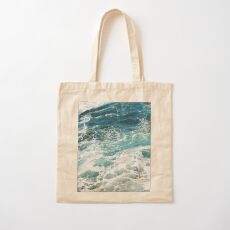 Blue Ocean Waves Cotton Tote Bag