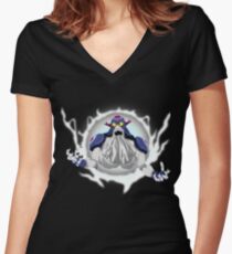 Camiseta entallada de cuello en V Crema
