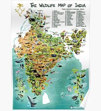 The Wildlife Map of India Poster