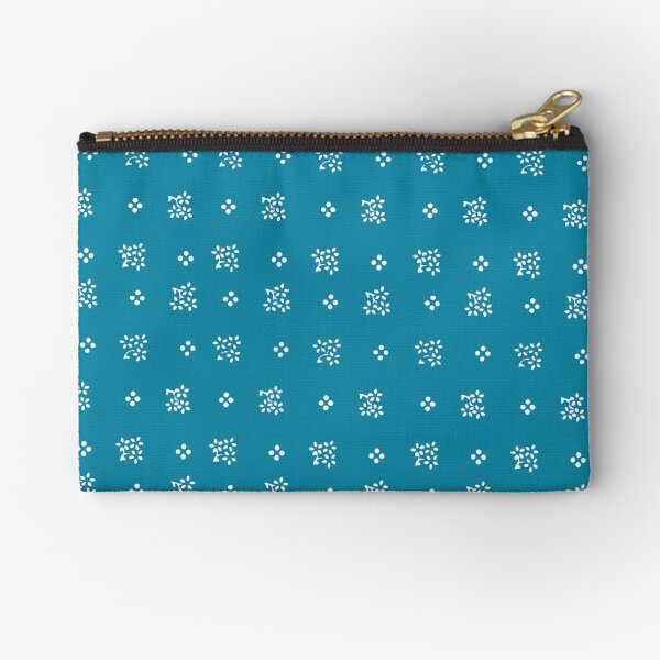 Historic vintage scatter flowers in a modern shade of blue Zipper Pouch