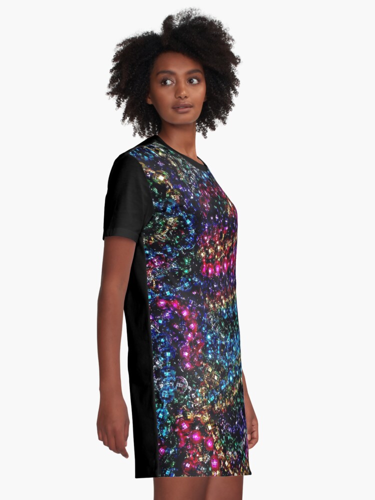 Alternate view of MARDI GRAS : Vintage New Orleans Beads Print Graphic T-Shirt Dress
