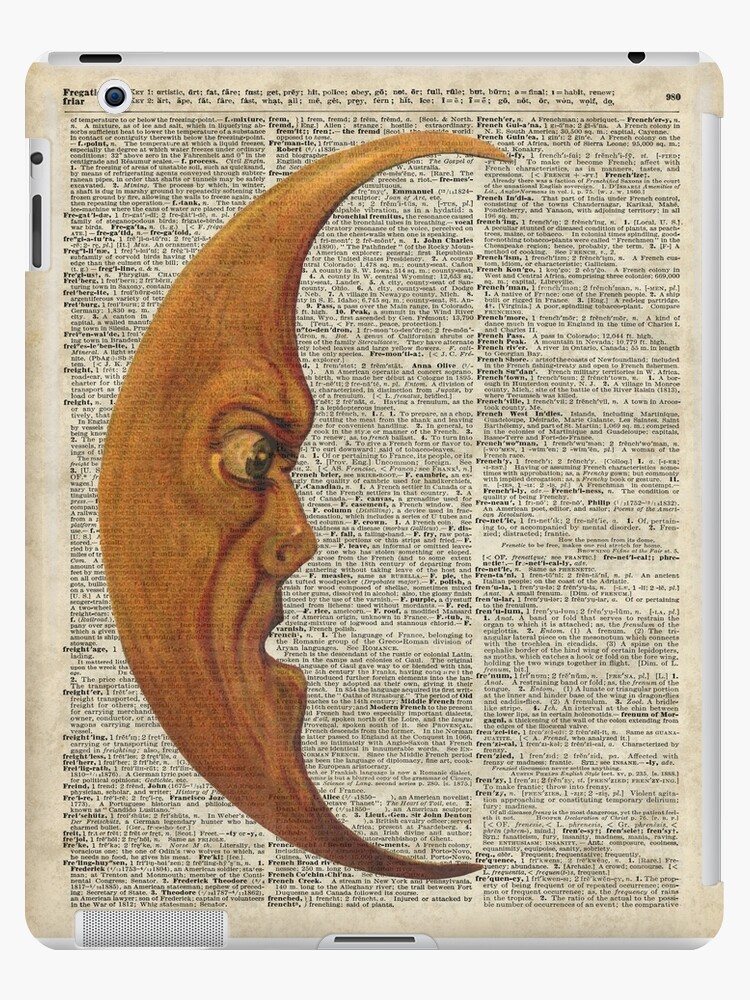 \u0027Vintage Half Moon Face Dictionary Art\u0027 iPad Case/Skin by DictionaryArt