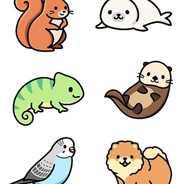 Cute Animal Sticker Pack 6 Sticker for Sale by littlemandyart