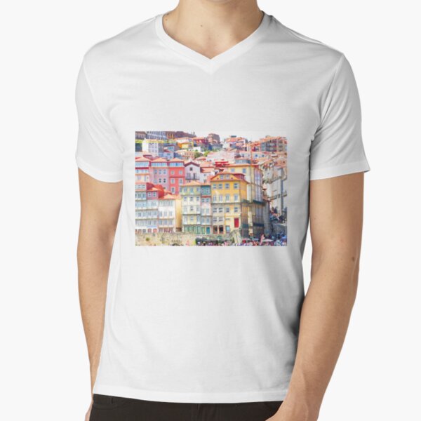 Colourful River Douro Porto V-Neck T-Shirt