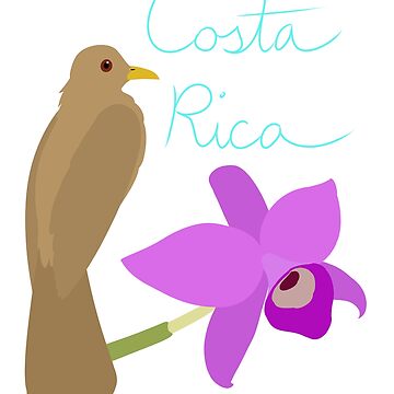 Artwork thumbnail, Costa Rica: Guaria Morada and Clay Colored Thrush by LegendofStella