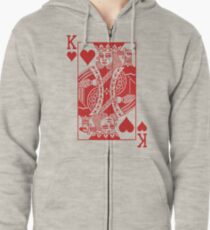 King of Hearts - Red Zipped Hoodie