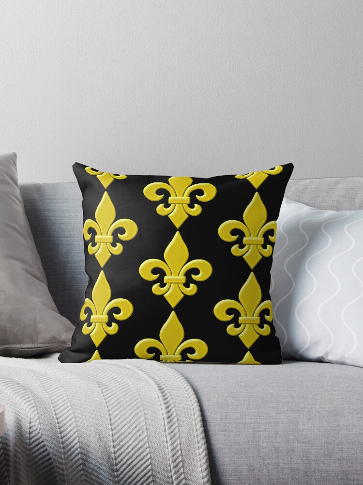 Golden Yellow Fleur De Lis Throw Pillow By Debidalio Redbubble