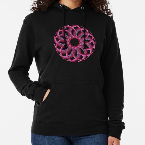 Spirograph with Red Pink Blue Lightweight Hoodie
