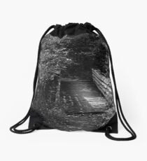 Bridge in Summer BW Drawstring Bag