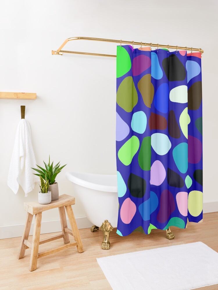Alternate view of Irregularly colored shapes at random Shower Curtain