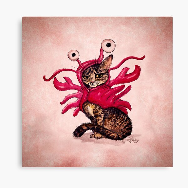 "The Lobster" Tabby Cat by Amber Marine, Watercolor & Ink (Copyright 2015) Canvas Print