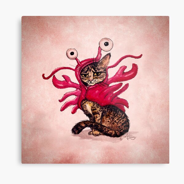 "The Lobster" Tabby Cat by Amber Marine, Watercolor & Ink (Copyright 2015) Metal Print