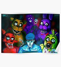 Five Nights at Freddy's with Security Guard, Purple Guy&Marionette Poster