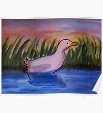 Reflected and alone. bird series, watercolor Poster