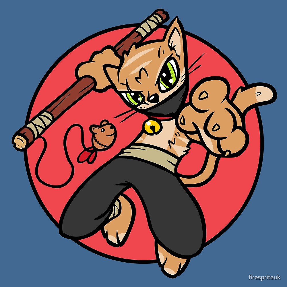 Ninja Kitty By Firespriteuk Redbubble