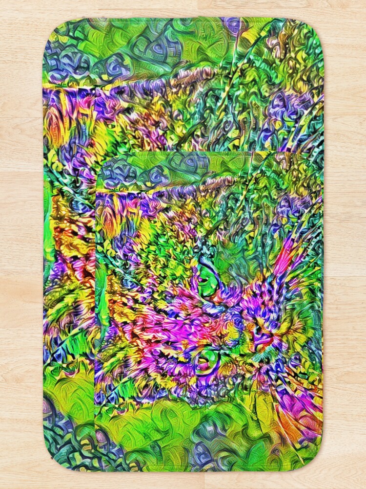 Alternate view of Artificial neural style Flower cat Bath Mat