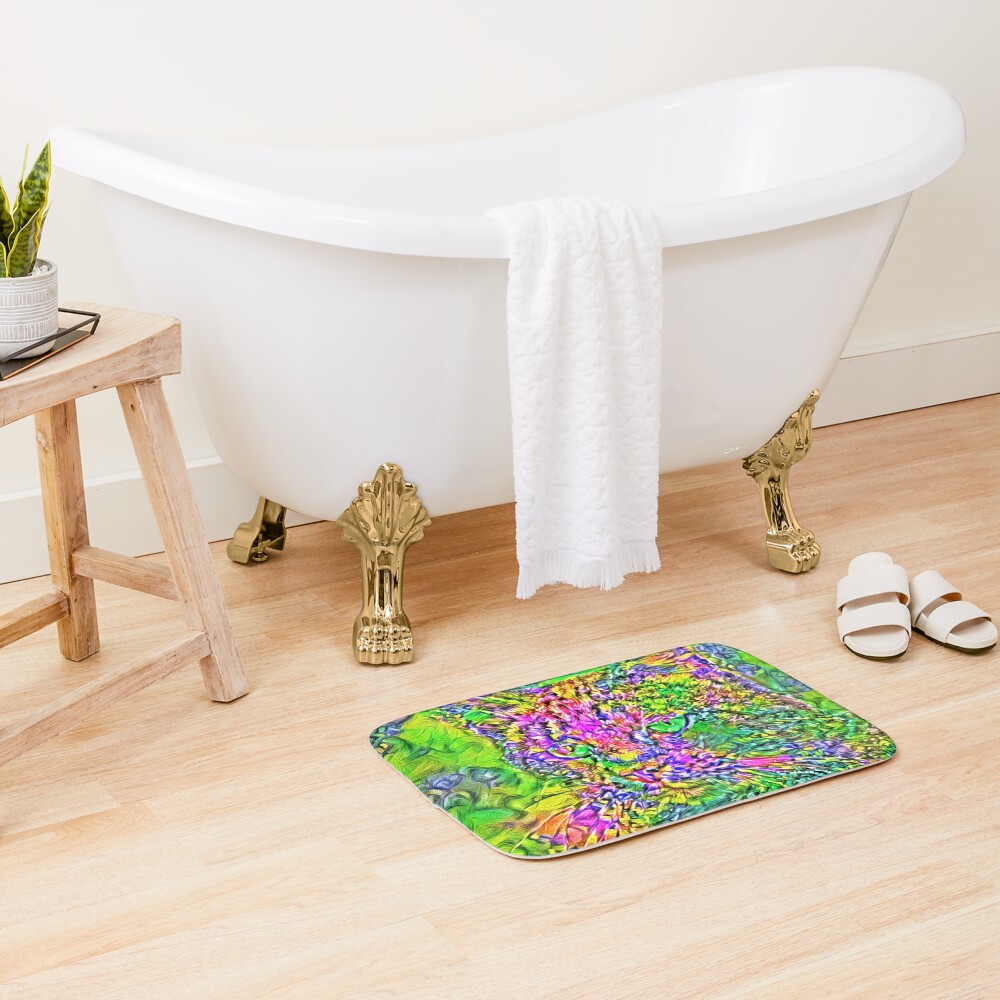 Artificial neural style Flower cat Bath Mat