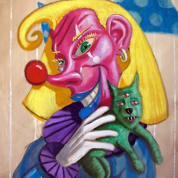 Artwork thumbnail, Dori Clown with three eyed doggy by RetinalKandy