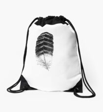 Feather print Drawstring Bag