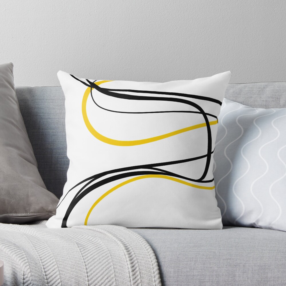 Gold & Black Strokes Throw Pillow