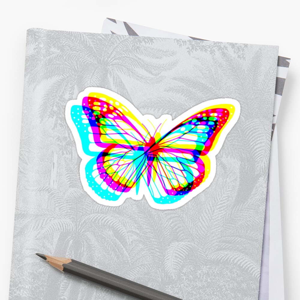 "Glitch butterfly " Sticker by adavis175 Redbubble