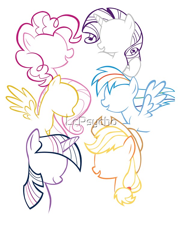 "Mane 6 Outline" by LcPsycho  Redbubble