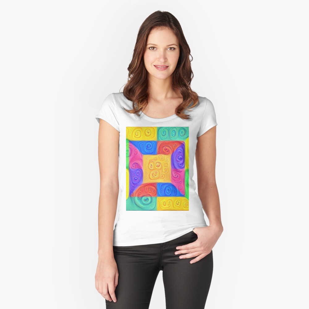 DeepDream Color Squares Visual Areas 2020+ Fitted Scoop T-Shirt