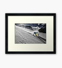 Snowboarding on Alpine slopes Framed Print