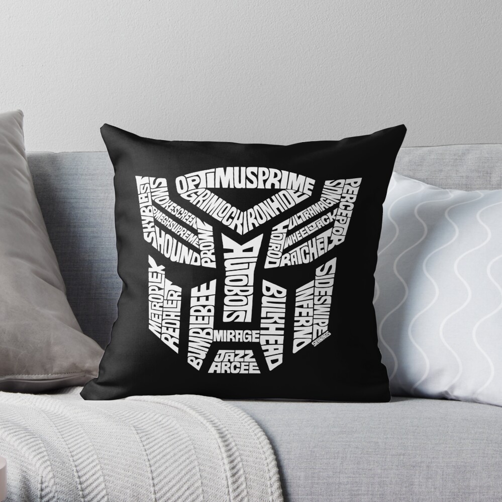 Transformer Autobots White Throw Pillow