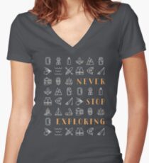 Never Stop Exploring Women's Fitted V-Neck T-Shirt