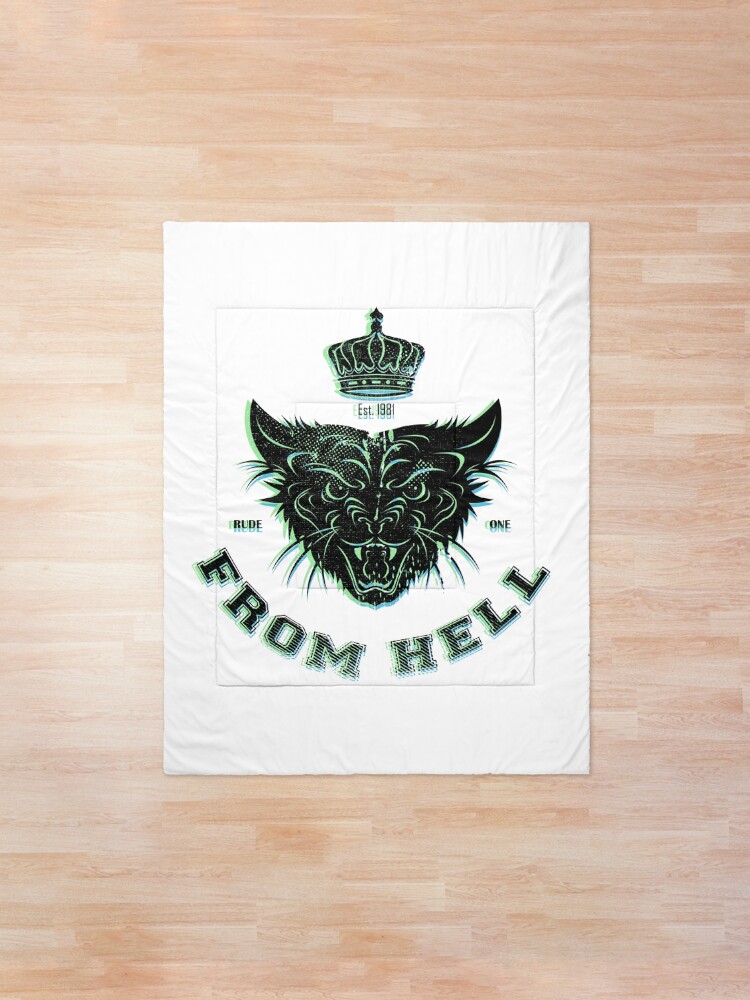 Alternate view of Pussy From Hell - stencil - offset Black Comforter