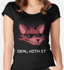 Five Nights at Freddy's - FNAF - Foxy - Deal With It (White Font) Women's Fitted Scoop T-Shirt