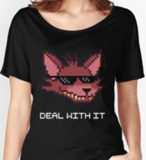 Five Nights at Freddy's - FNAF - Foxy - Deal With It (White Font) Women's Relaxed Fit T-Shirt