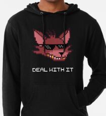 Five Nights at Freddy's - FNAF - Foxy - Deal With It (White Font) Lightweight Hoodie