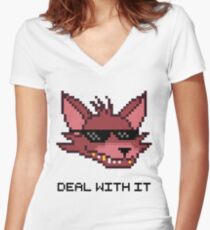 Five Nights at Freddy's - FNAF - Foxy - Deal With It Women's Fitted V-Neck T-Shirt
