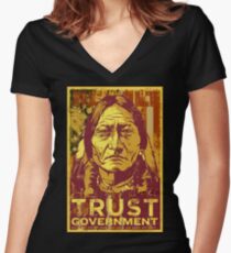Trust The Government Sitting Bull Women's Fitted V-Neck T-Shirt