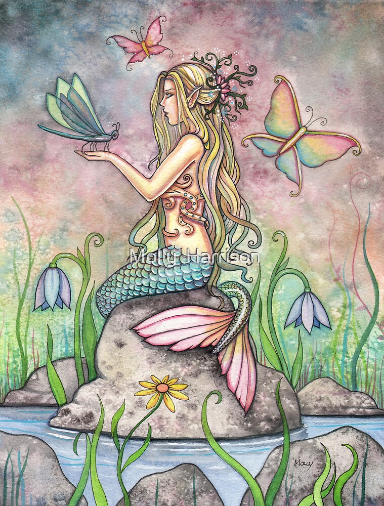 ""Creekside Magic" Mermaid Art by Molly Harrison" by Molly Harrison