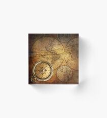 Compass and Map Acrylic Block