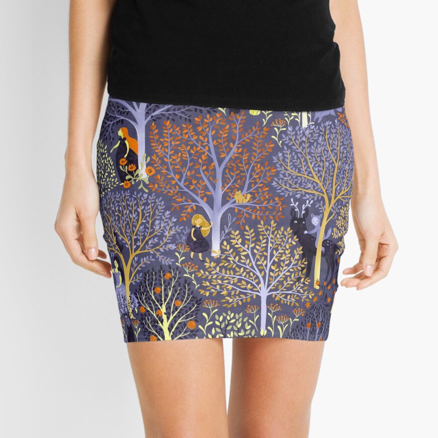 Magical Forest in blue Mini Skirt