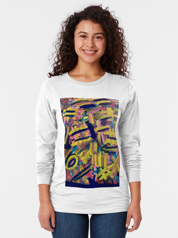 Alternate view of Chaos of Abstract Geometric Lines Long Sleeve T-Shirt